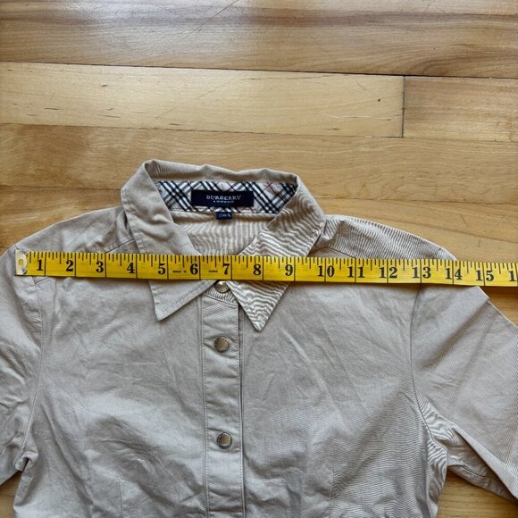 Burberry London Girls Beige Plaid Cuff Button-Up Shirt Size 150A (US 12-13Y) - Picture 2 of 11
